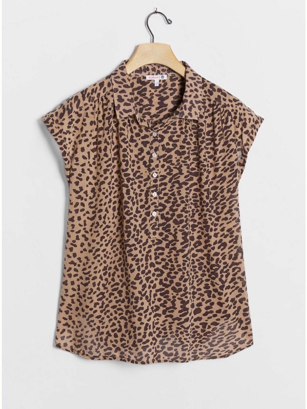 Sundry Leopard Henley Top